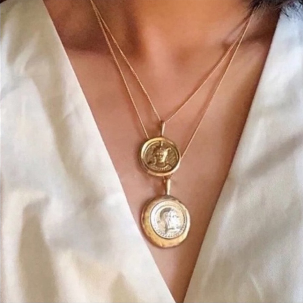NEW 18K Gold Vintage Coind Double Chain Necklace